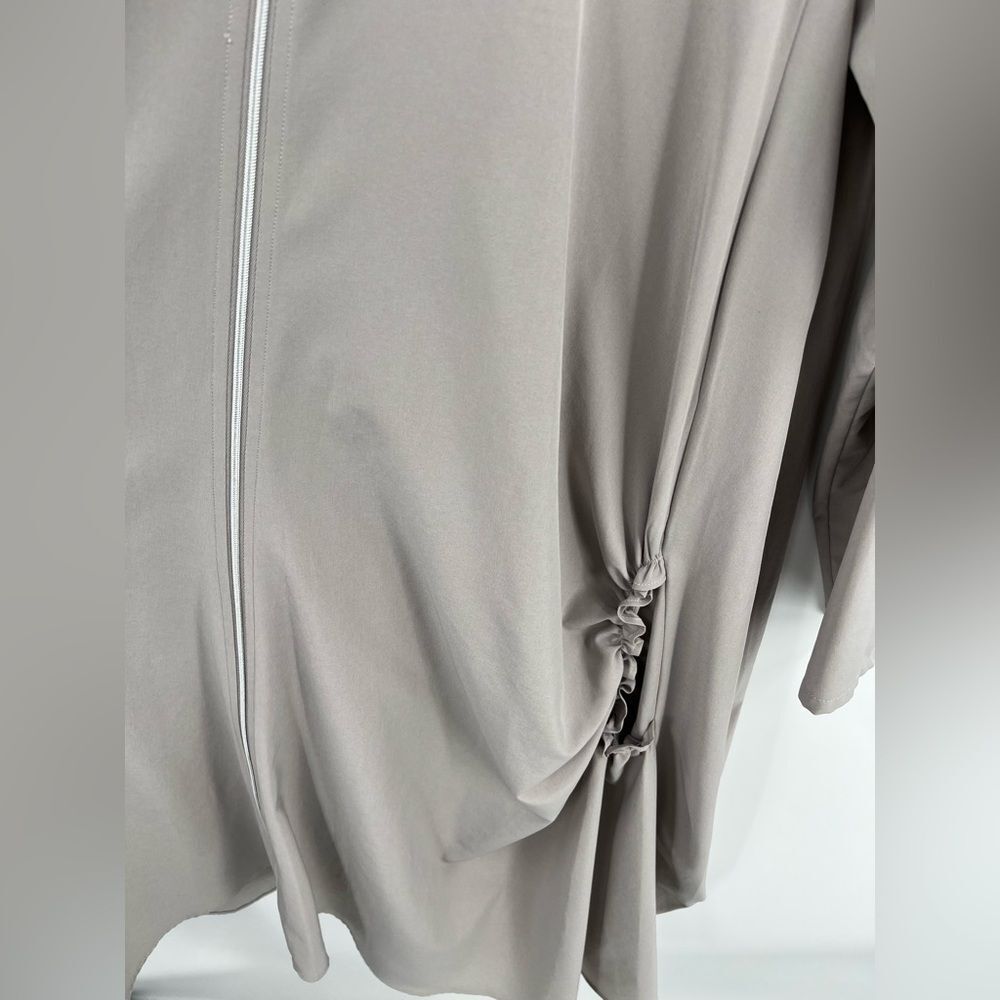 Samuel Dong women’s long full zip bubble jacket w pockets Greige Lagenlook Sz S - Picture 4 of 7